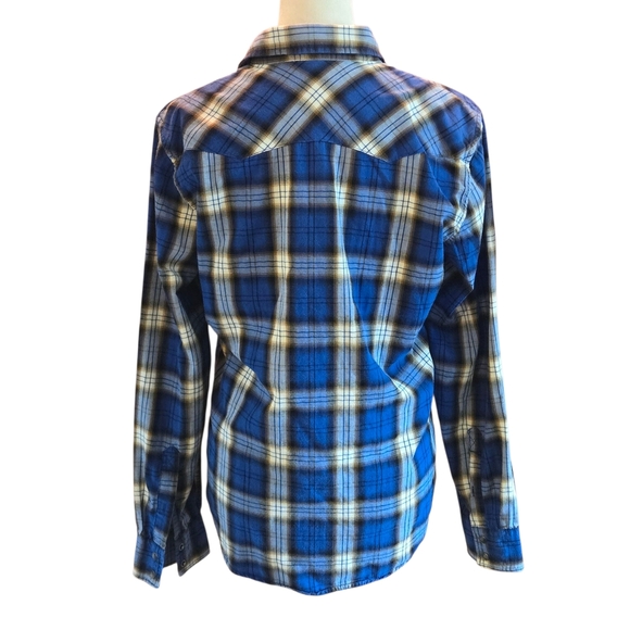 American Eagle Women’s “Seriously Soft” Plaid Snap Button Shirt – Size M - Picture 3 of 16